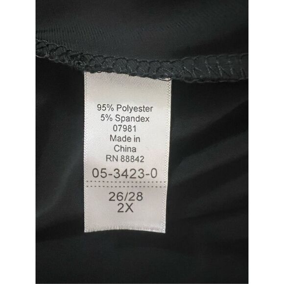 Roamans Black Shift Dress Plus Size 2X(26/28) 3/4-Sleeve Scoop-Neck Stretch - Picture 11 of 15